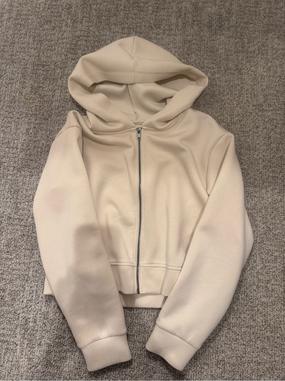 Women’s Zip Up Hoodie Sweatshirt- Cream